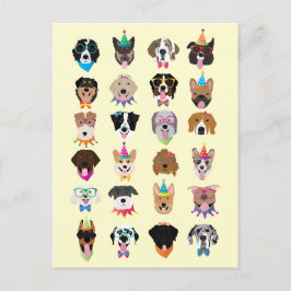 Postal Festiva Perro de cumpleaños feliz enfrenta a animales pobr