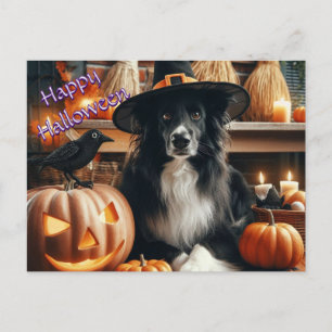 Postal Festiva Perro de Halloween y Jack O Lantern