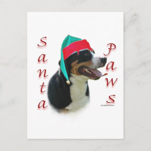 Postal Festiva Perro de la Montaña Suiza Grande Santa Patas