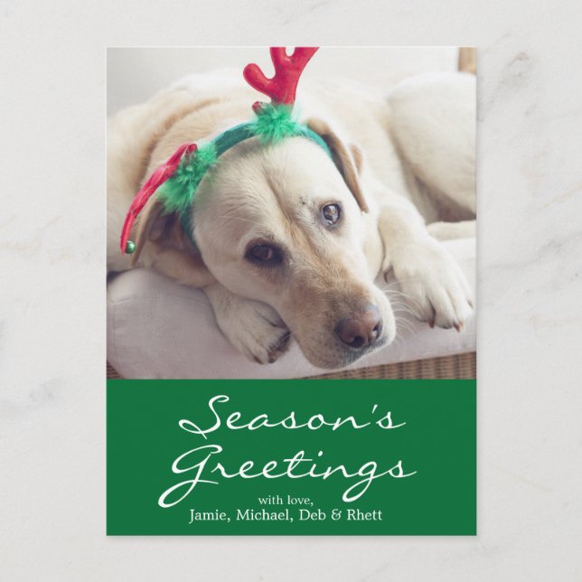 Postal Festiva Perro de Labrador con orejas Navidades (Anverso)