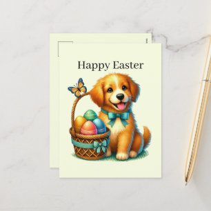 Postal Festiva Perro de Pascua feliz