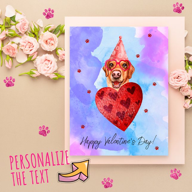Postal Festiva Perro de regalo del El día de San Valentín Labrado (Subido por el creador)