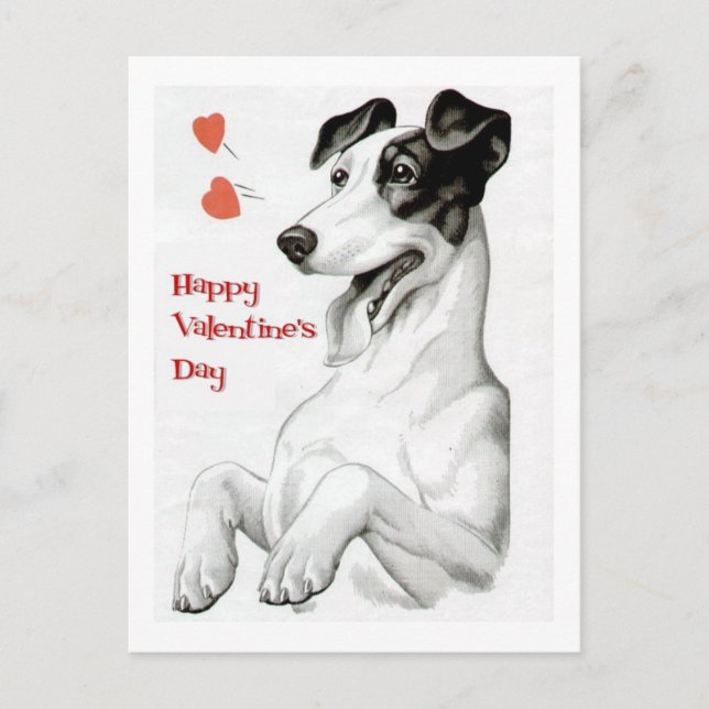 Postal Festiva Perro día de San Valentín (Anverso)