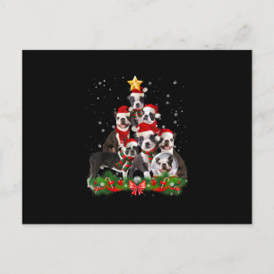 Postal Festiva Perro divertido Boston Terrier regalo árbol de Nav