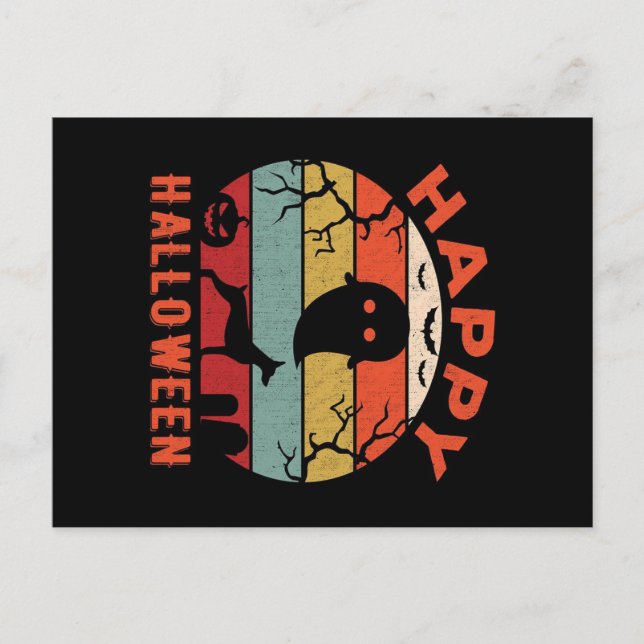 Postal Festiva Perro Doberman Feliz Halloween Fantasía