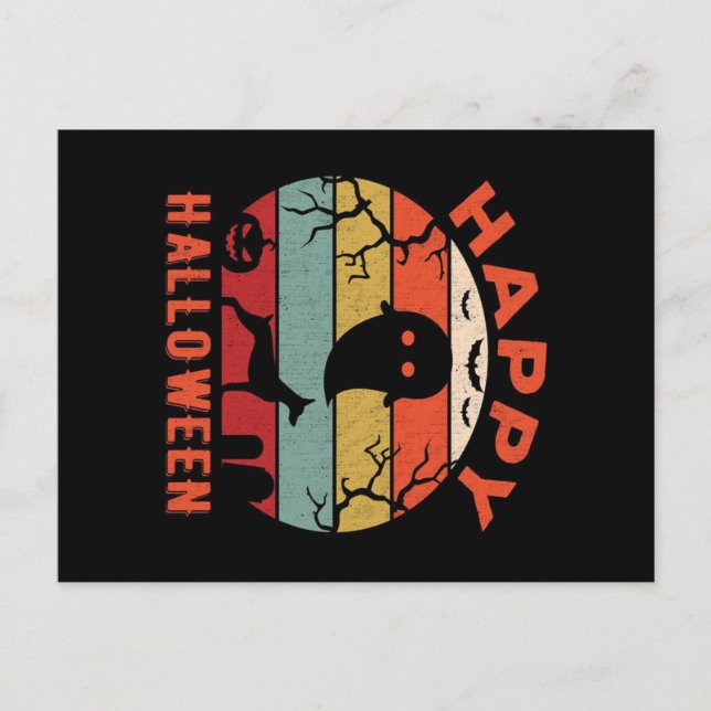 Postal Festiva Perro Doberman Feliz Halloween Fantasma Espantoso (Anverso)