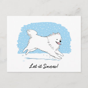 Postal Festiva Perro Esquimal Americano Deja que nieve vacaciones