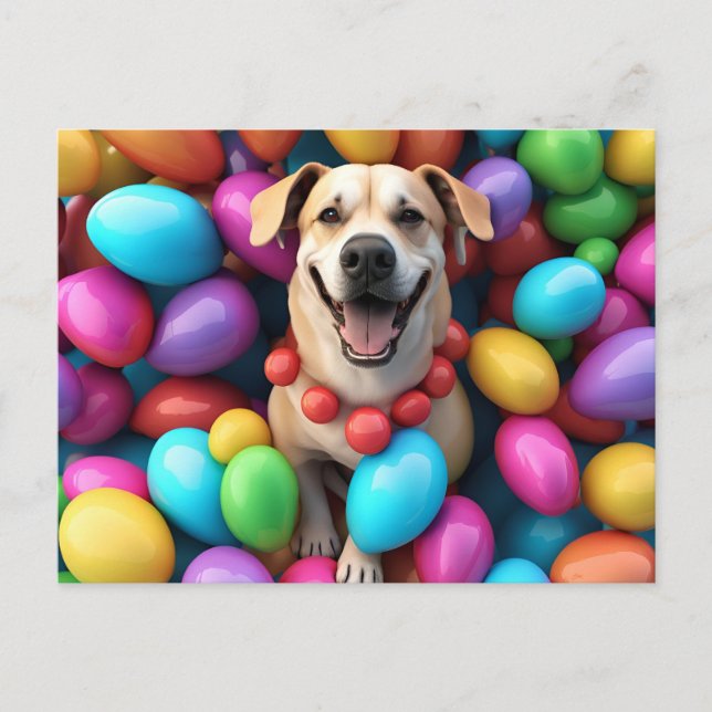 Postal Festiva Perro feliz de Pascua (Anverso)