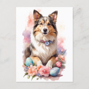 Postal Festiva Perro feliz de Pascua