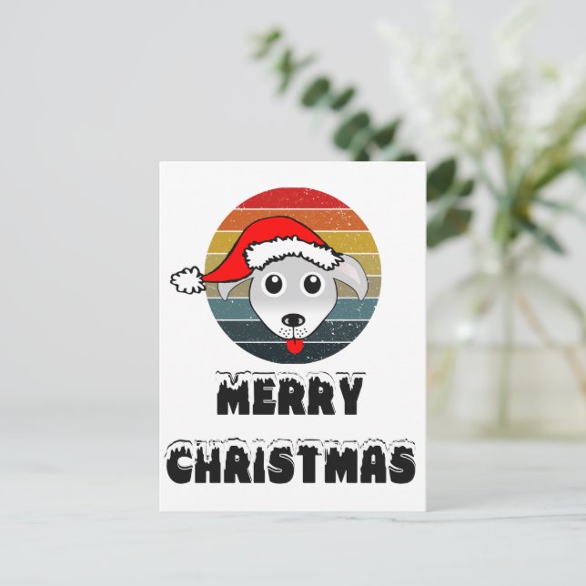 Postal Festiva Perro gracioso cara Personalizado gris con Gorra d (Anverso de pie)