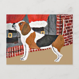 Postal Festiva Perro guardián del beagle el Nochebuena
