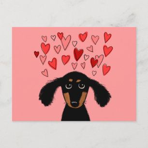 Postal Festiva Perro lindo del dibujo animado del Dachshund con