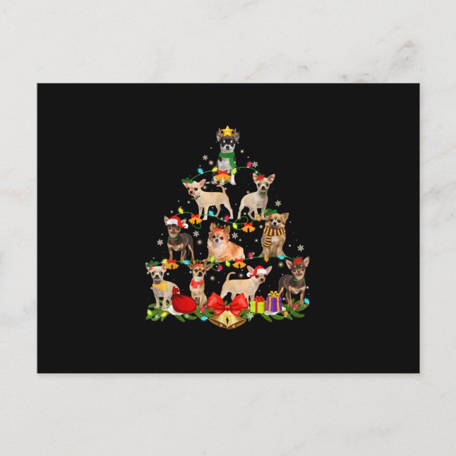 Postal Festiva Perro Lover Regalos Chihuahua Árboles Navidades Lu (Anverso)