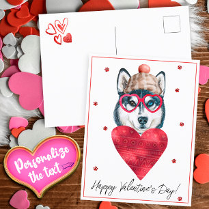 Postal Festiva Perro Lover Valentine Gift Siberian Husky