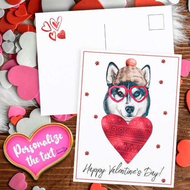 Postal Festiva Perro Lover Valentine Gift Siberian Husky (Subido por el creador)