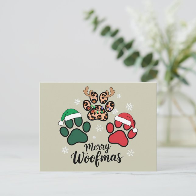 Postal Festiva Perro Mamá Navidades Merry Woofmas Perro Lover Xma (Anverso de pie)