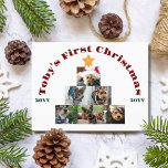 Postal Festiva Perro primer árbol fotográfico de Navidad, Mascota<br><div class="desc">Tarjeta minimalista,  con el texto "[Nombre del Mascota] Primer árbol de fotos de Navidad" con el año. Personalizar con un título diferente,  nombre del mascota y año.</div>