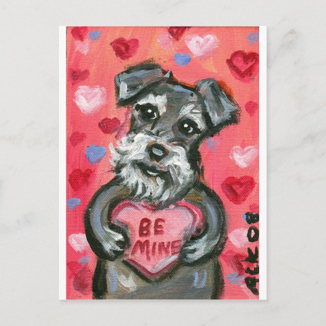 Postal Festiva Perro Schnauzer Valentine (Anverso)