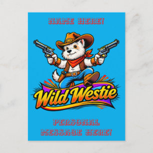 Postal Festiva Perro vaquero Westie salvaje