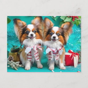 Postal Festiva Perros de Navidades Cuadros Holiday Postcard