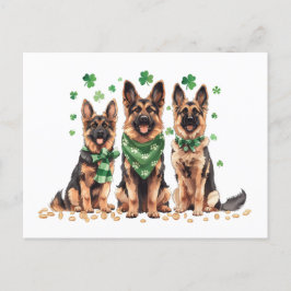 Postal Festiva Perros de pastores alemanes del Día de San Patrici