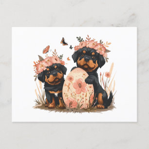 Postal Festiva Perros de Rottweiler de Pascua