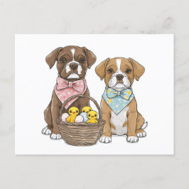 Postal Festiva Perros del Boxer de Pascua