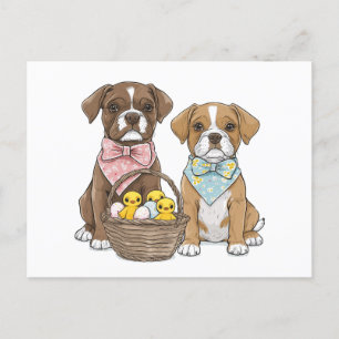Postal Festiva Perros del Boxer de Pascua