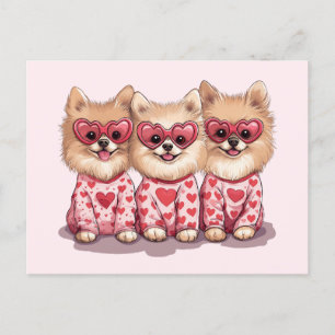 Postal Festiva Perros día de San Valentín Pomeranian