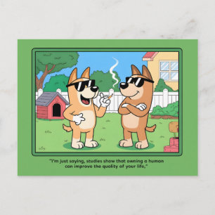 Postal Festiva Perros divertidos que poseen arte de citas de cómi