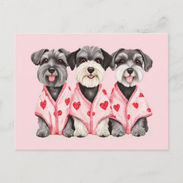 Postal Festiva Perros Schnauzer Día de San Valentín