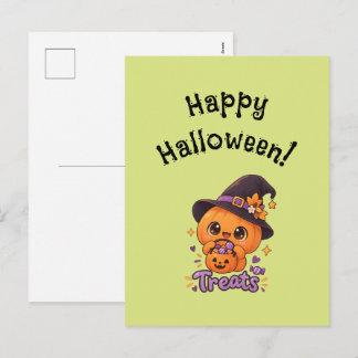Postal Festiva Personaje de calabaza adorable 🎃🧡