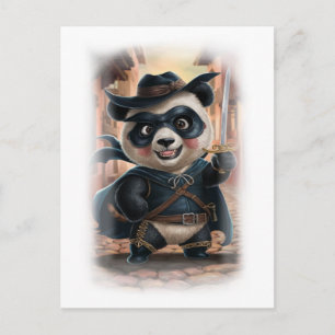 Postal Festiva Personaje de héroe de película de panda divertido 