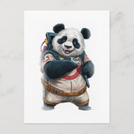 Postal Festiva Personaje de película de panda divertido en un bla