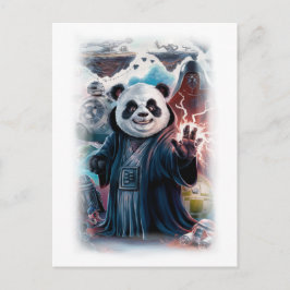 Postal Festiva Personaje de película de panda divertido en un fon