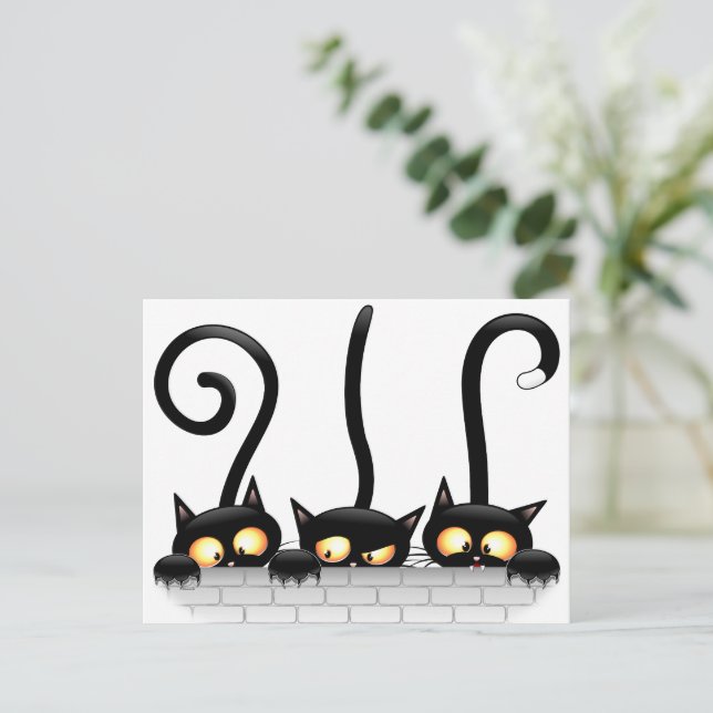 Postal Festiva Personajes traviesos, lúgubres y divertidos (Anverso de pie)