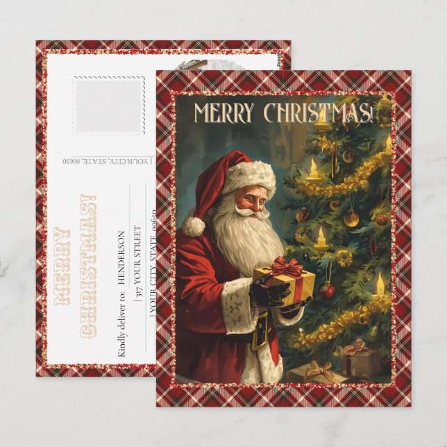 Postal Festiva Personalised Photo Vintage Christmas Santa Classic (Anverso / Reverso)