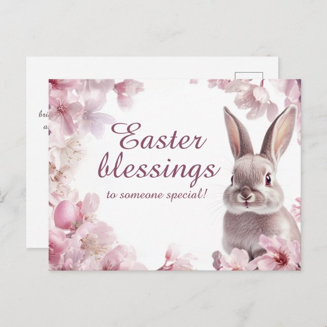 Postal Festiva Personalizable 🐇 Bendiciones de Pascua (Anverso / Reverso)