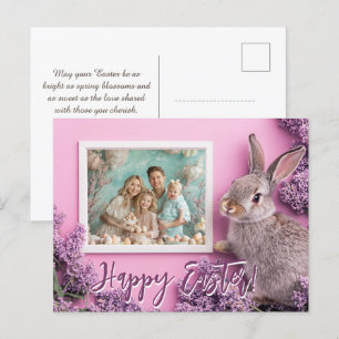 Postal Festiva 🐰 🥚 🌸 Personalizable Besos Conejitos y Deseos L