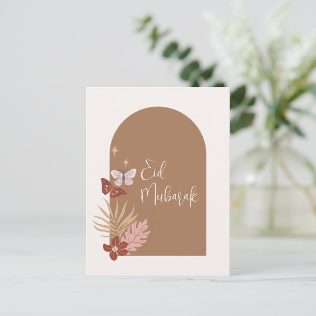 Postal Festiva Personalizable Boho Islamic Eid Mubarak (Anverso de pie)