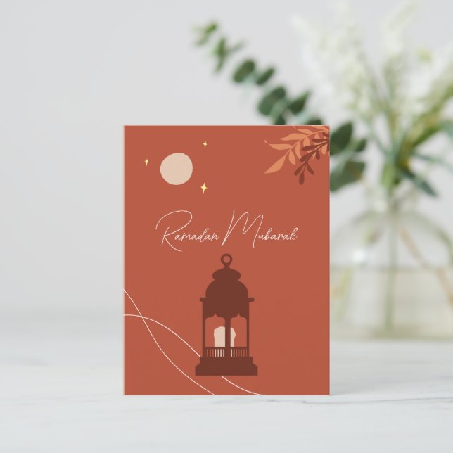 Postal Festiva Personalizable Boho Islámico Ramadan Mubarak (Anverso de pie)