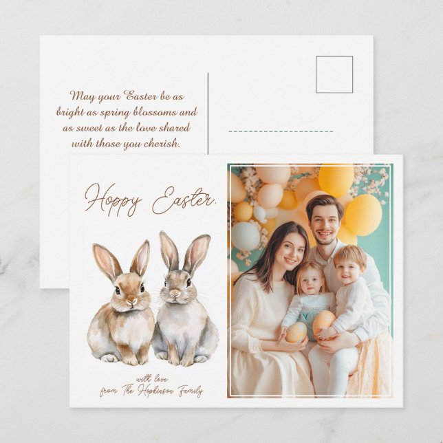 Postal Festiva Personalizable 🐇 Bunny Bliss Greetings (Anverso / Reverso)