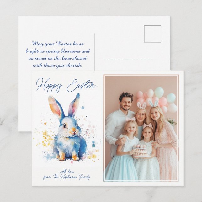 Postal Festiva Personalizable 🐇 Bunny Love Easter (Anverso / Reverso)