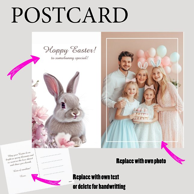 Postal Festiva Personalizable 🐇 Bunny Love Greetings (Customizable 🐇Bunny Love Greetings)