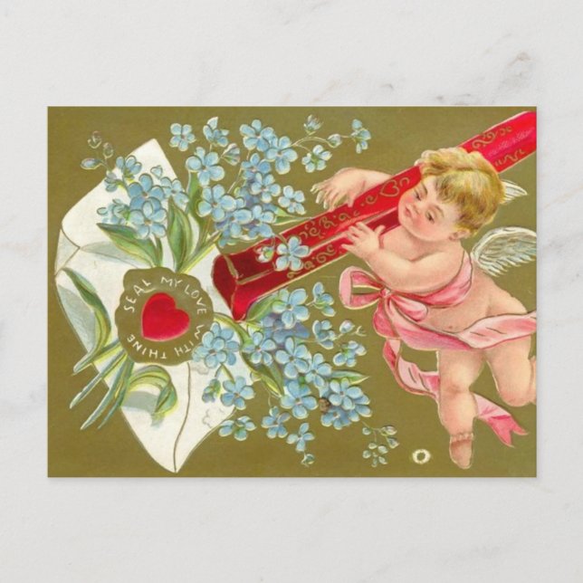 Postal Festiva Personalizable Cherub Valentine Card (Anverso)