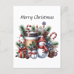 Postal Festiva Personalizable de café de Navidades festivos