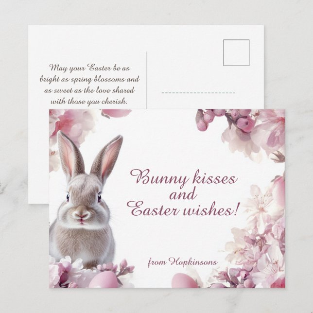 Postal Festiva Personalizable 🐇 Deseos de Pascua (Anverso / Reverso)