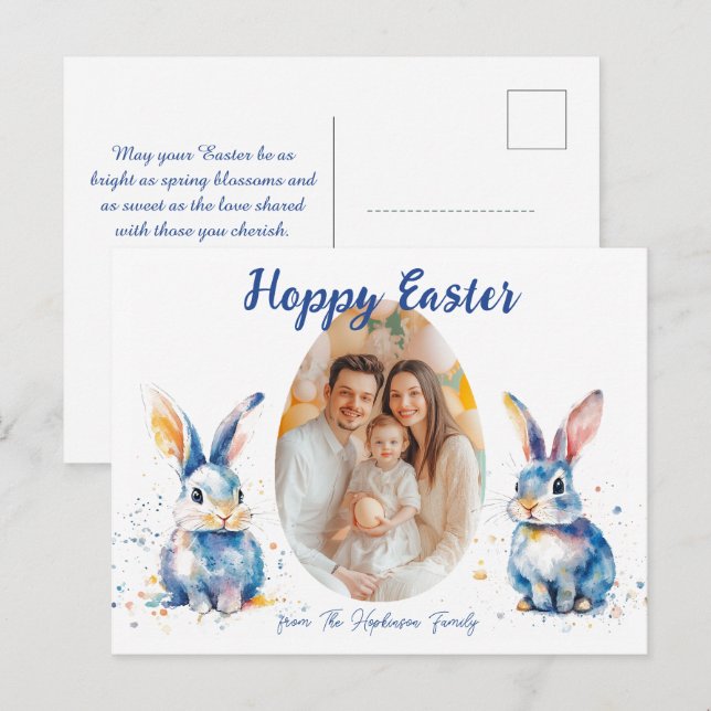 Postal Festiva Personalizable 🐇 Deslumbramiento de Conejo de Pas (Anverso / Reverso)