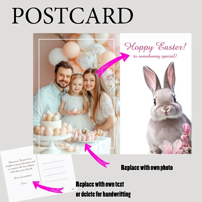 Postal Festiva Personalizable 🐇 encanto de Semana Santa (Customizable 🐇Hoppy Easter Charm Holiday Postcard)