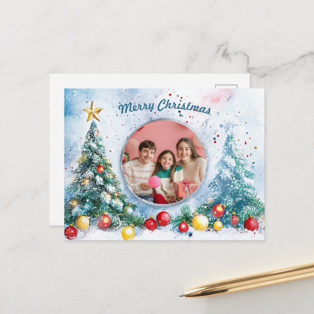 Postal Festiva 🎄 Personalizable Frosted Joy (Anverso/Reverso In Situ)